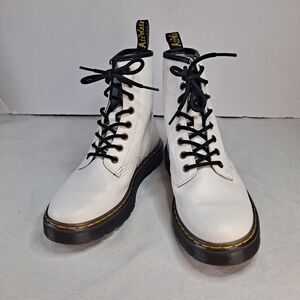 Dr. Martens Zavala Boots Unisex Womens Sz 7 Mens Sz 6 White Leather Lace-Up